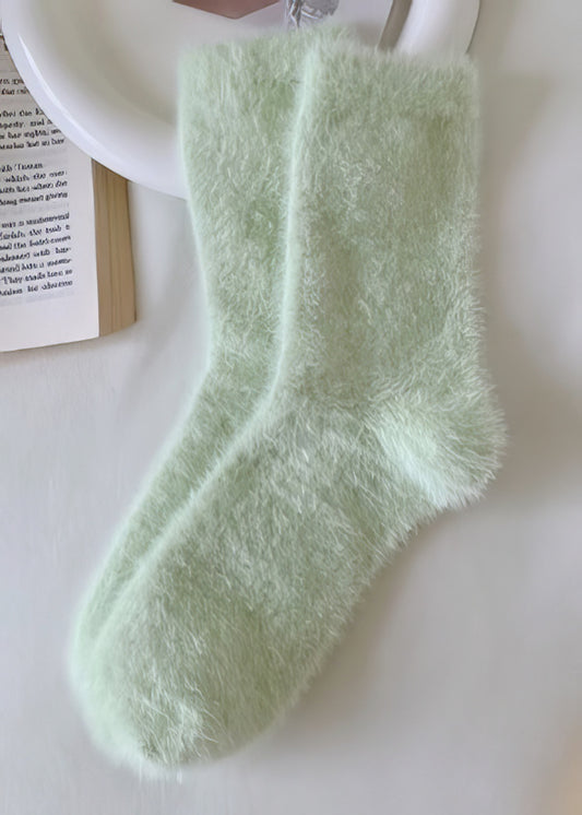 Mink Pile Socks in Celery
