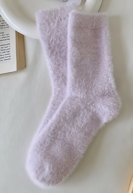 Mink Pile Socks in Lilac