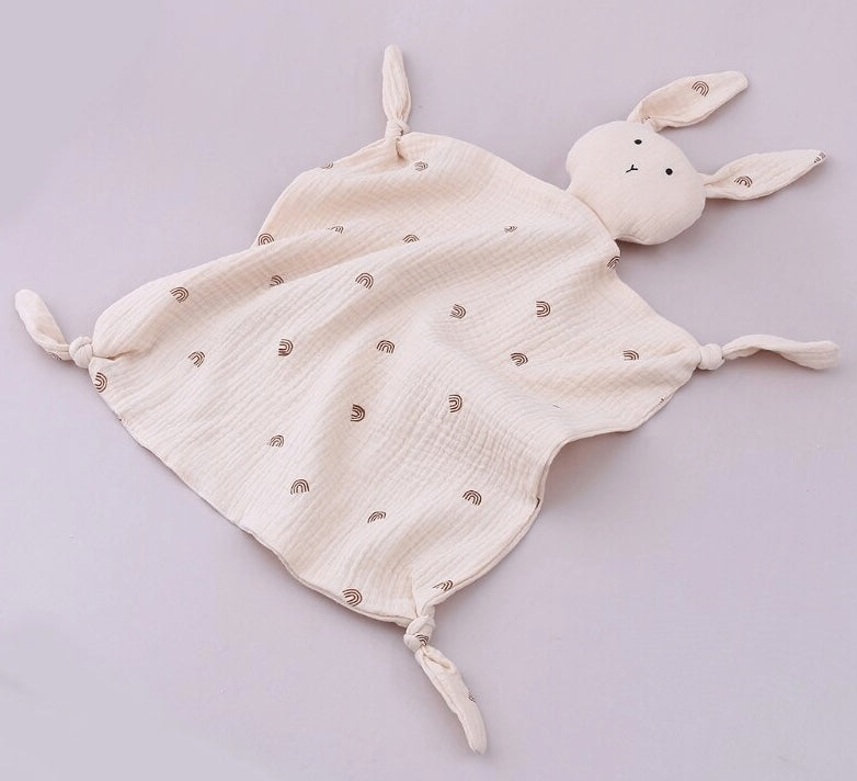 Soft Cotton Rabbit Baby Towel in Natural