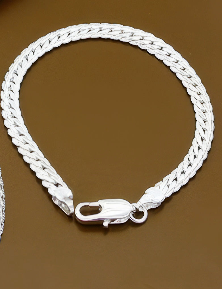 925 Stamped Silver 6mm Chain Bracelet 20cm