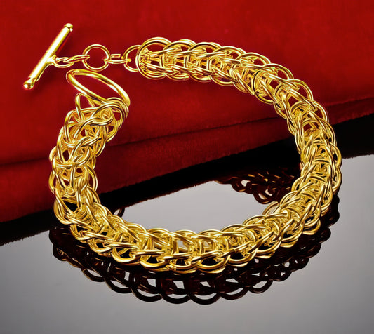 24K Gold Multi Circle Chain Bracelet