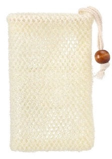 Natural Exfoliating Sisal Soap Mesh Bag w Bead Closure in Natural