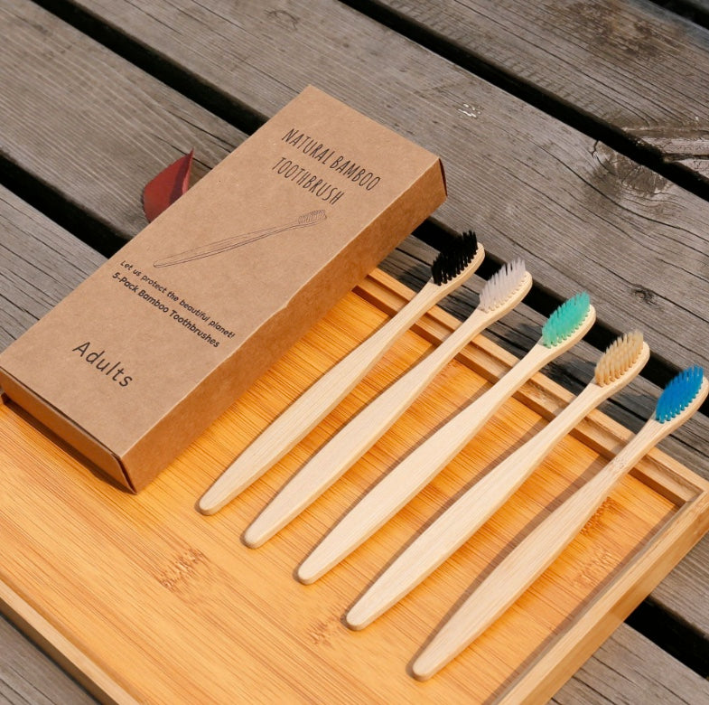 All Natural Bamboo Boxed Toothbrush with Charcoal Bristles in Black
