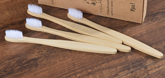 All Natural Bamboo Boxed Toothbrush with Charcoal Bristles in White