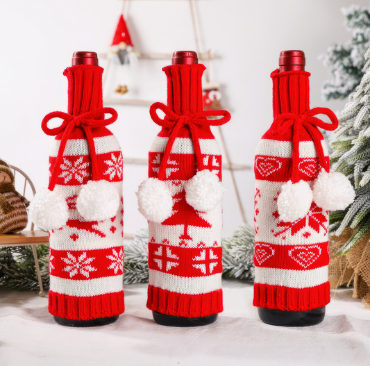 Norwegian Wine Bottle Cover Noel Christmas Decor for Home Navidad