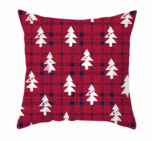 Scandanavian Plaid Christmas Tree Cushion Cover Navidad Merry Christmas