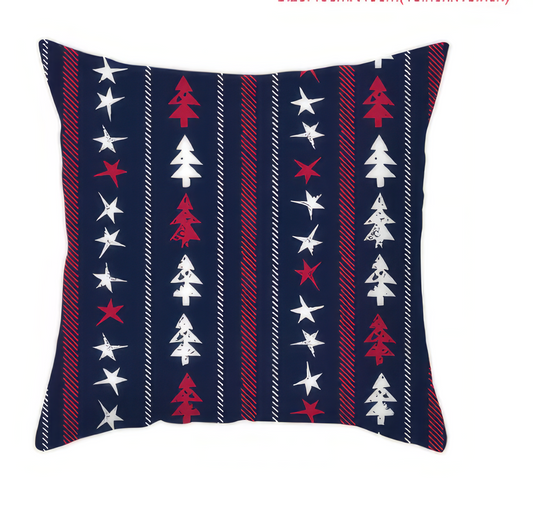 Scandanavian Navy Stripe Christmas Tree Cushion Cover Navidad Merry Christmas