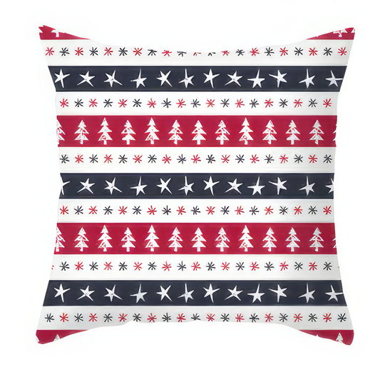 Scandanavian Red and Blue Stripe Christmas Cushion Cover Navidad Merry Christmas