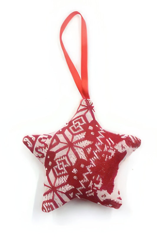 Printed Linen Star Christmas Pendant Tree Ornament