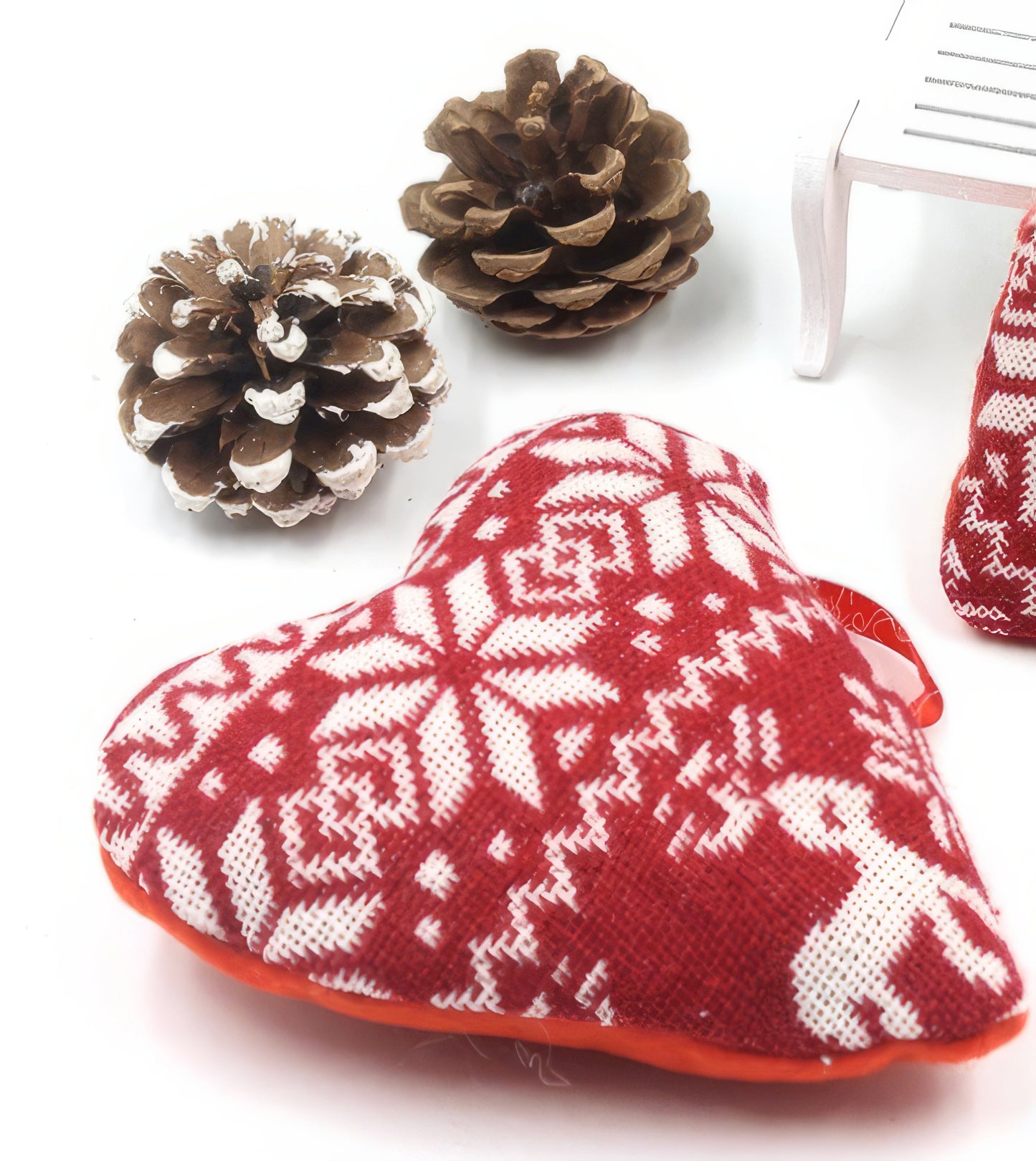 Printed Linen Heart Christmas Pendant Tree Ornament