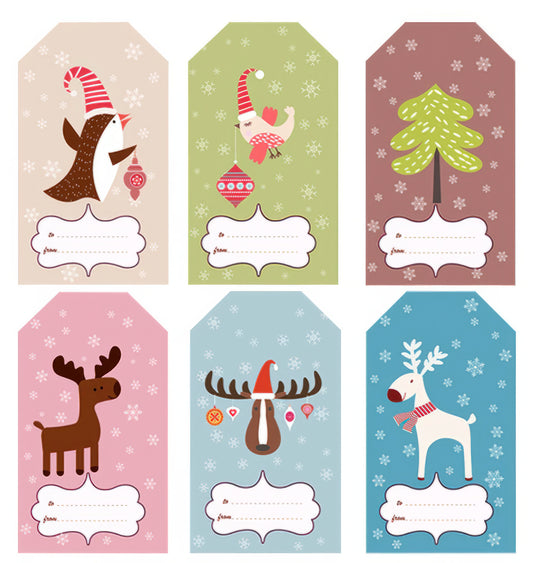 Scandanavian Merry Christmas  Present Stickers Pkg of 25