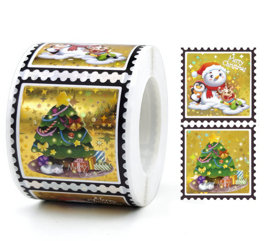 Merry Christmas  Hallographic Box Decoration Sealing Stickers Pkg of 50