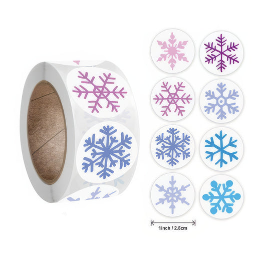 Merry Christmas Snowflake Pattern Stickers Roll of 100