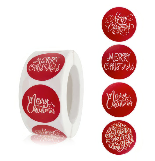 Merry Christmas Theme Sealing Stickers 1 Inch Roll of 100