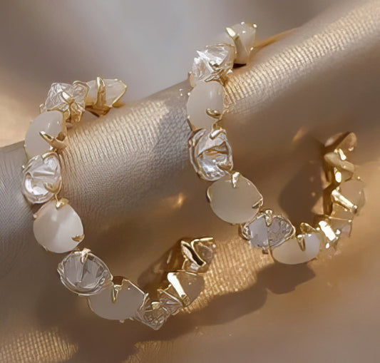 Luxury Opal Hoop Earrings