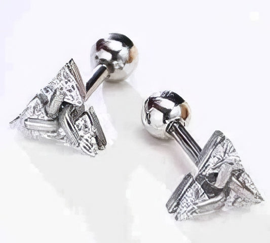 Triad Pierced Crystal Zircon Minimalist Stud Earrings in Silver