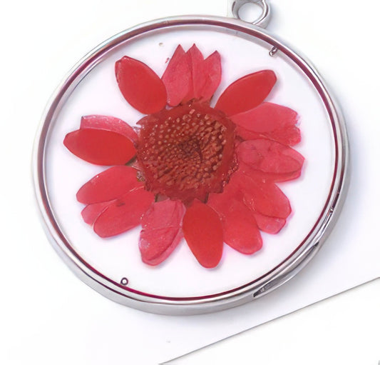 Transparent Acrylic Preserved Flower Charm Earrings in Red