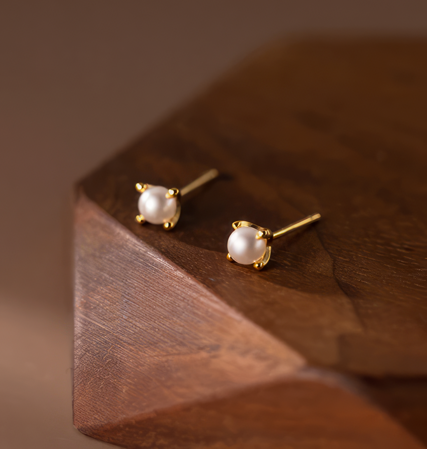 18K Gold Plated Fresh Water Pearl Stud Earrings