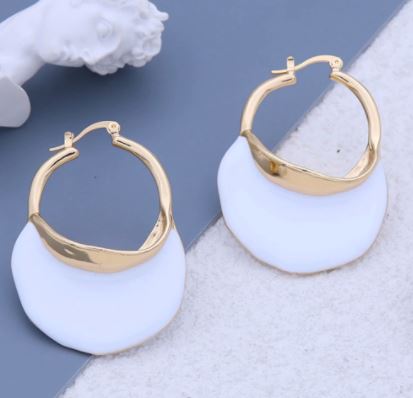 Trending Basket Hoop Earrings in White and Gold