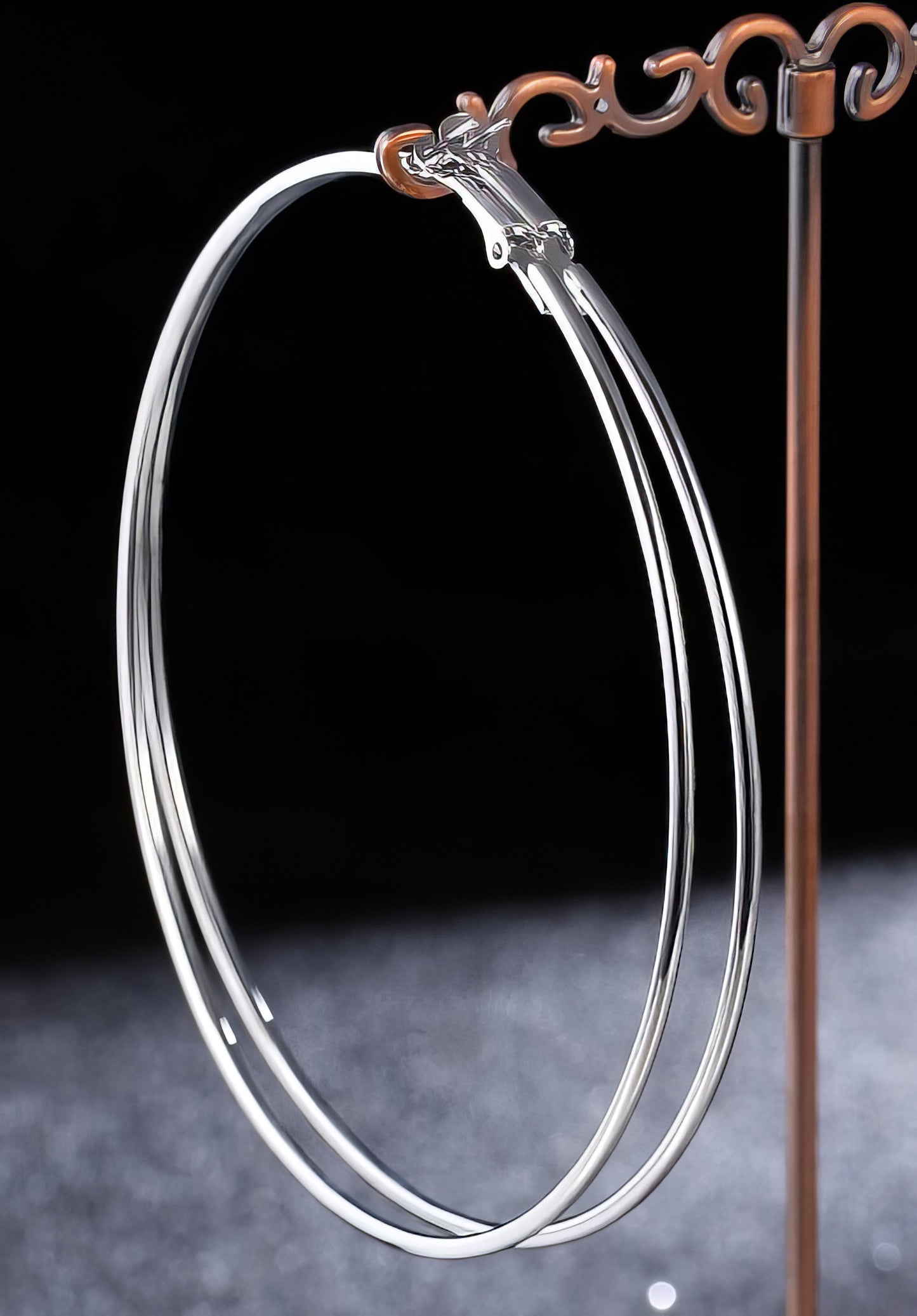 Trendy Oversize Geometric Big 4.5 inch Hoop Earrings in Silver