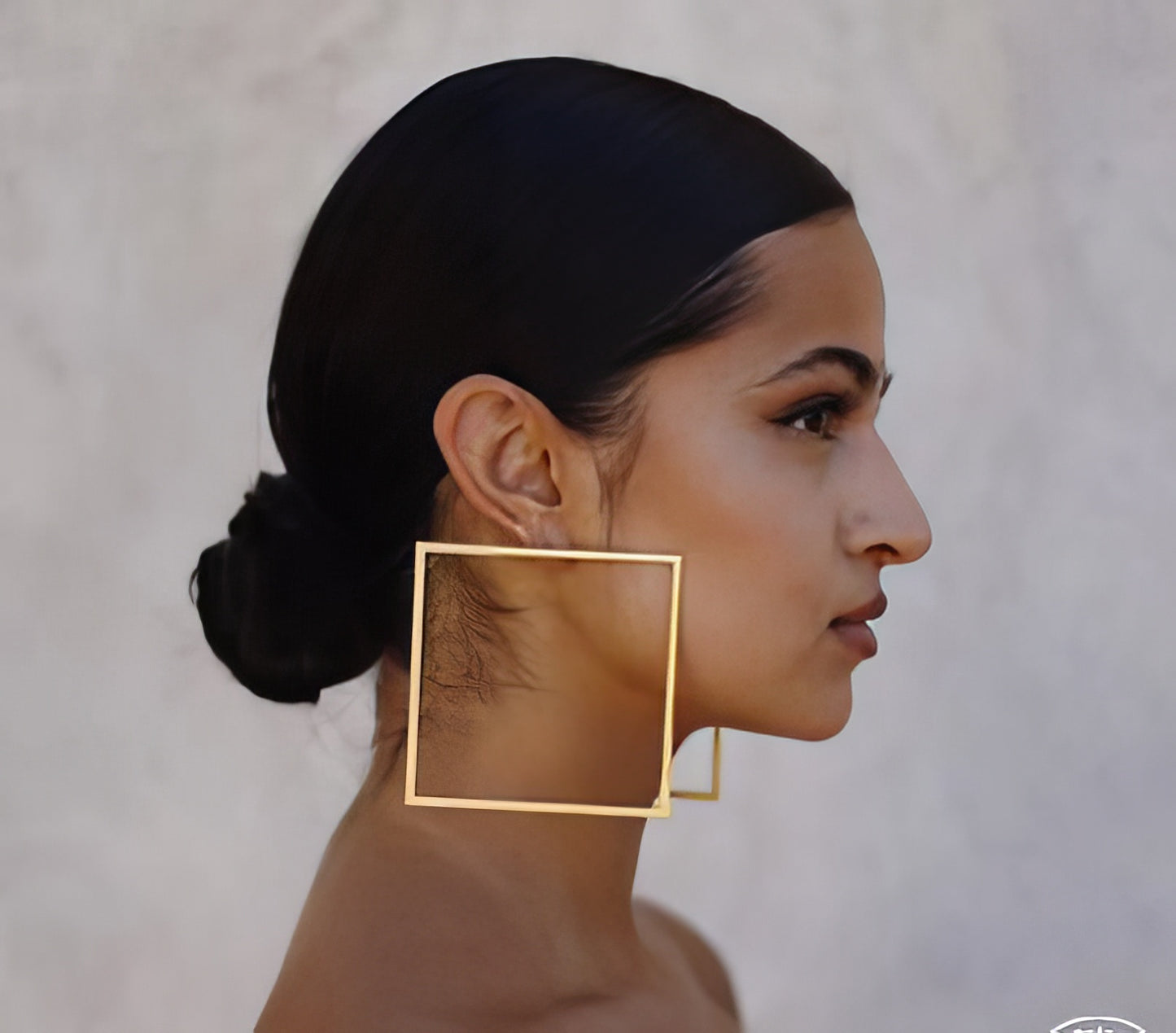 Trendy Oversize Geometric Big Square 3 Inch Hoop Earrings in Gold