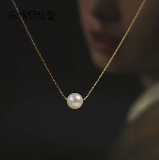 18KT Gold Floating Freshwater Pearl Necklace