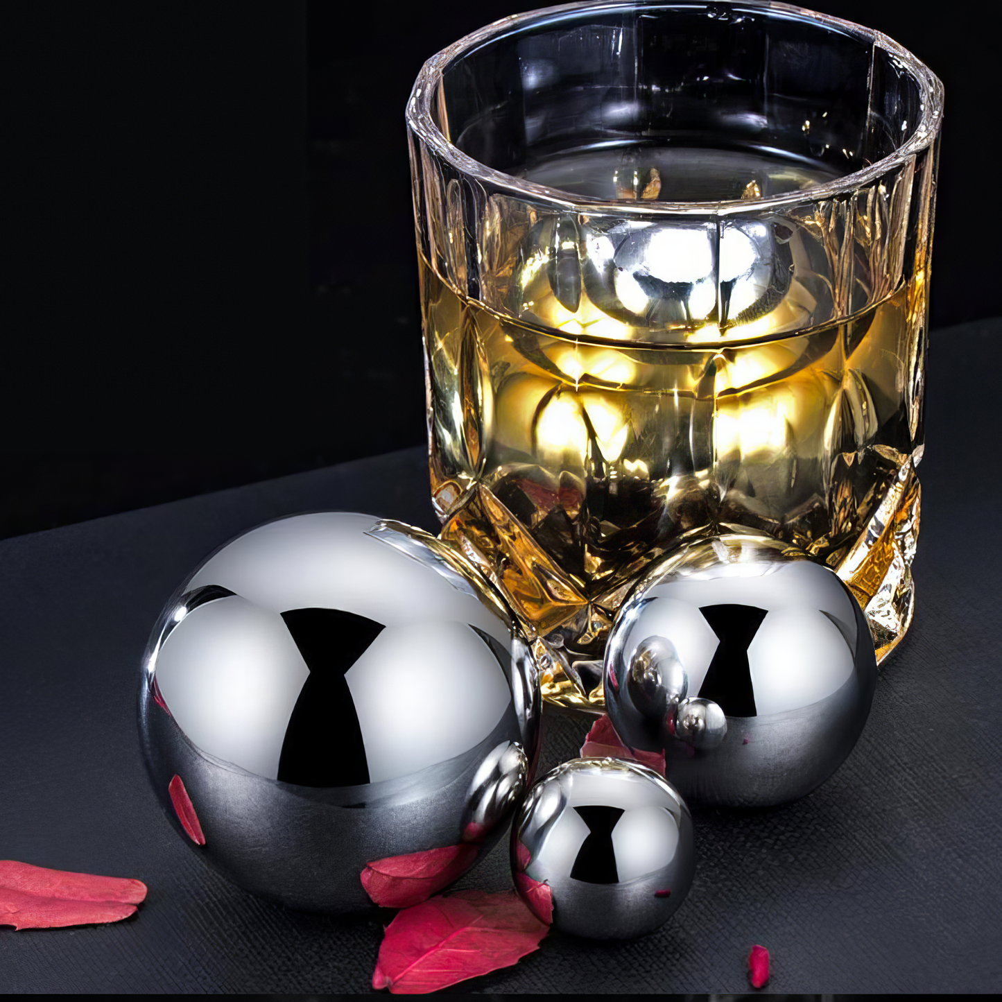 Stainless Steel Whiskey Ice Cube Ball 2" in a Muslin Bag