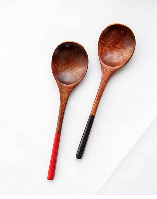Wood Serving Spoon with Red Handle