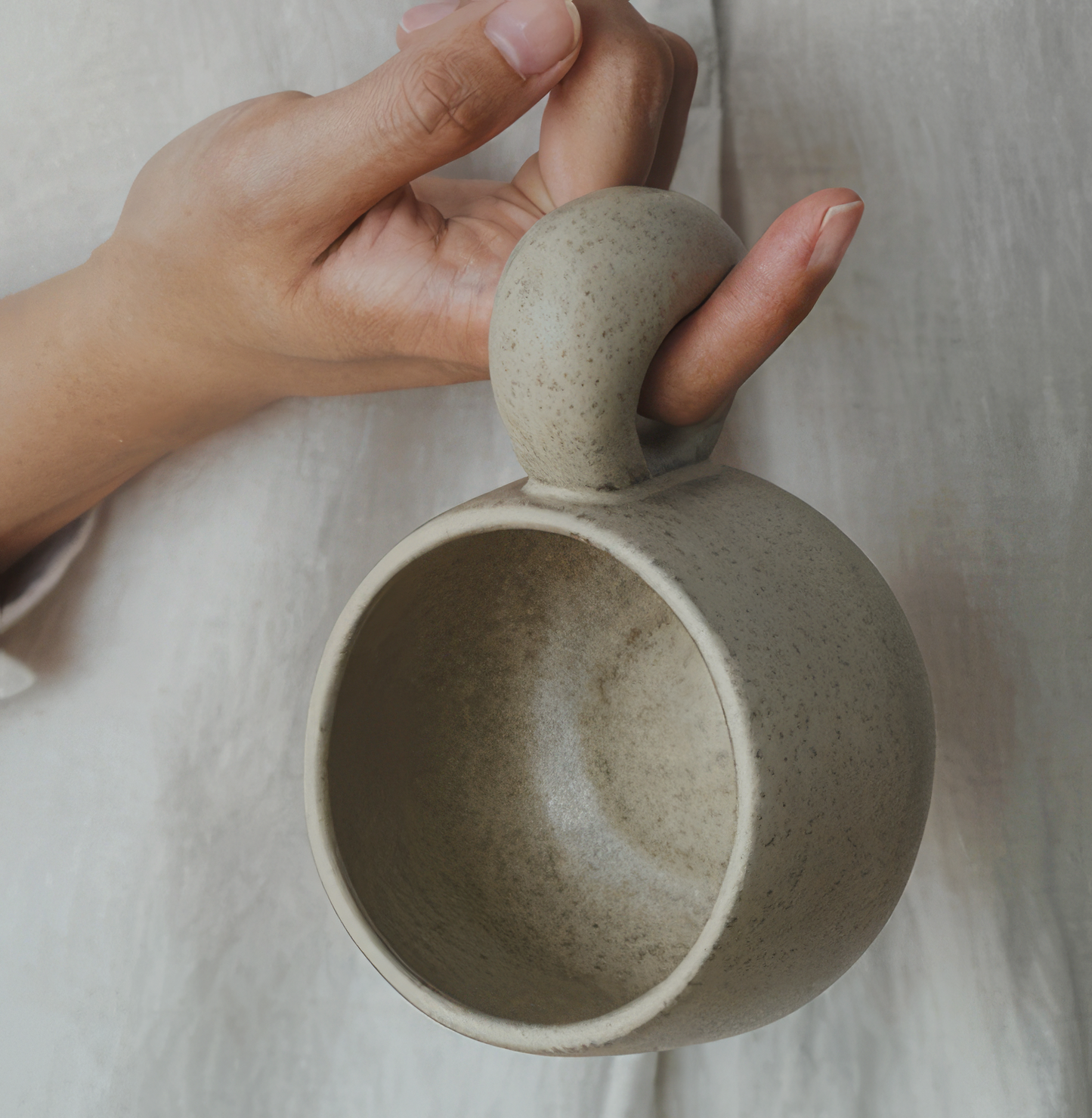 Nordic Handmade Ceramic Mug in Light Grey