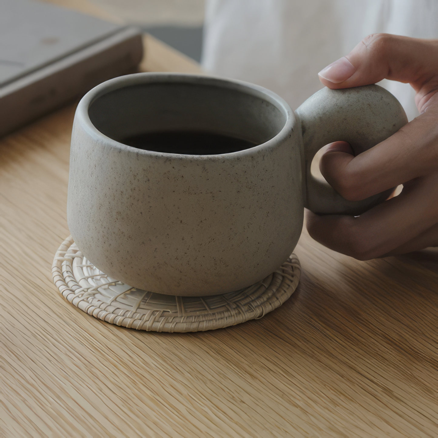 Nordic Handmade Ceramic Mug in Light Grey