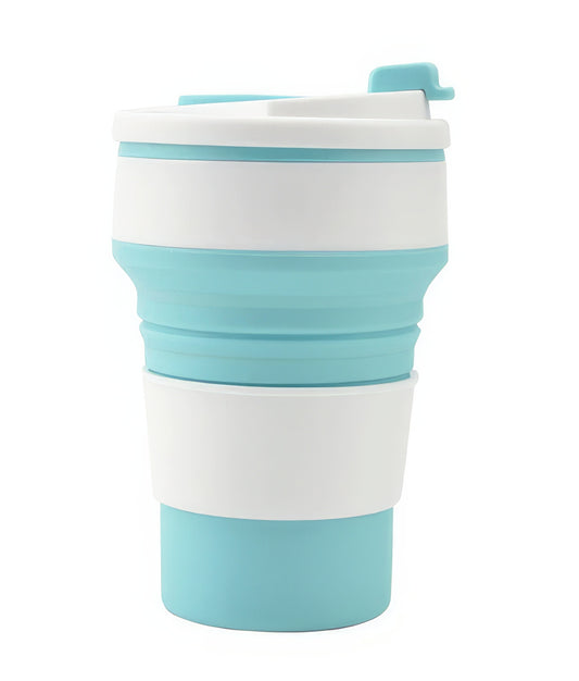 Silicone Collapsable Cup 16 oz cup in Blue and White