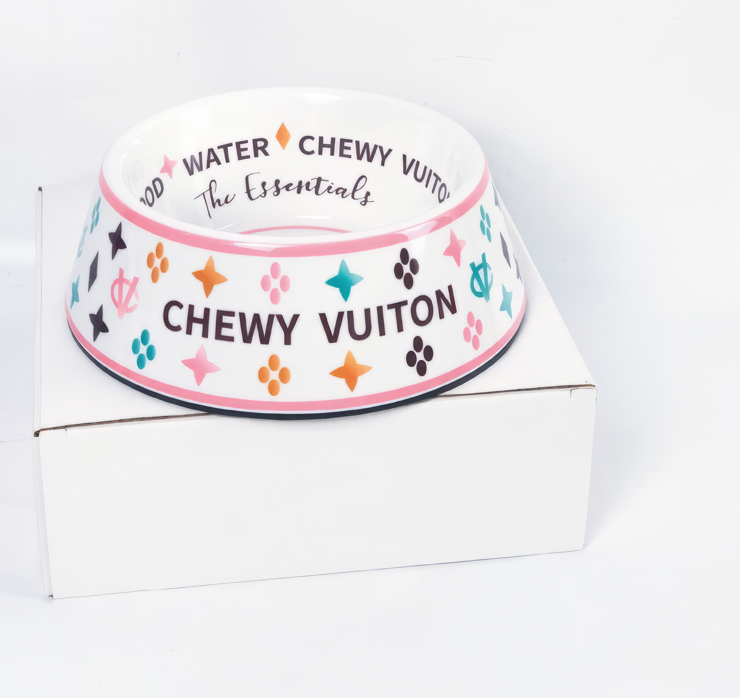 Pink Chewy Vuitton Feeding Dish