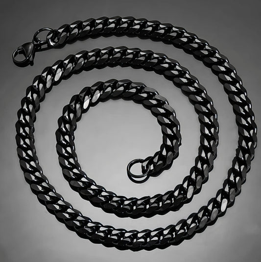 5mm Stainless Steel Link Chain Classic Curb Chunky Necklace in Black