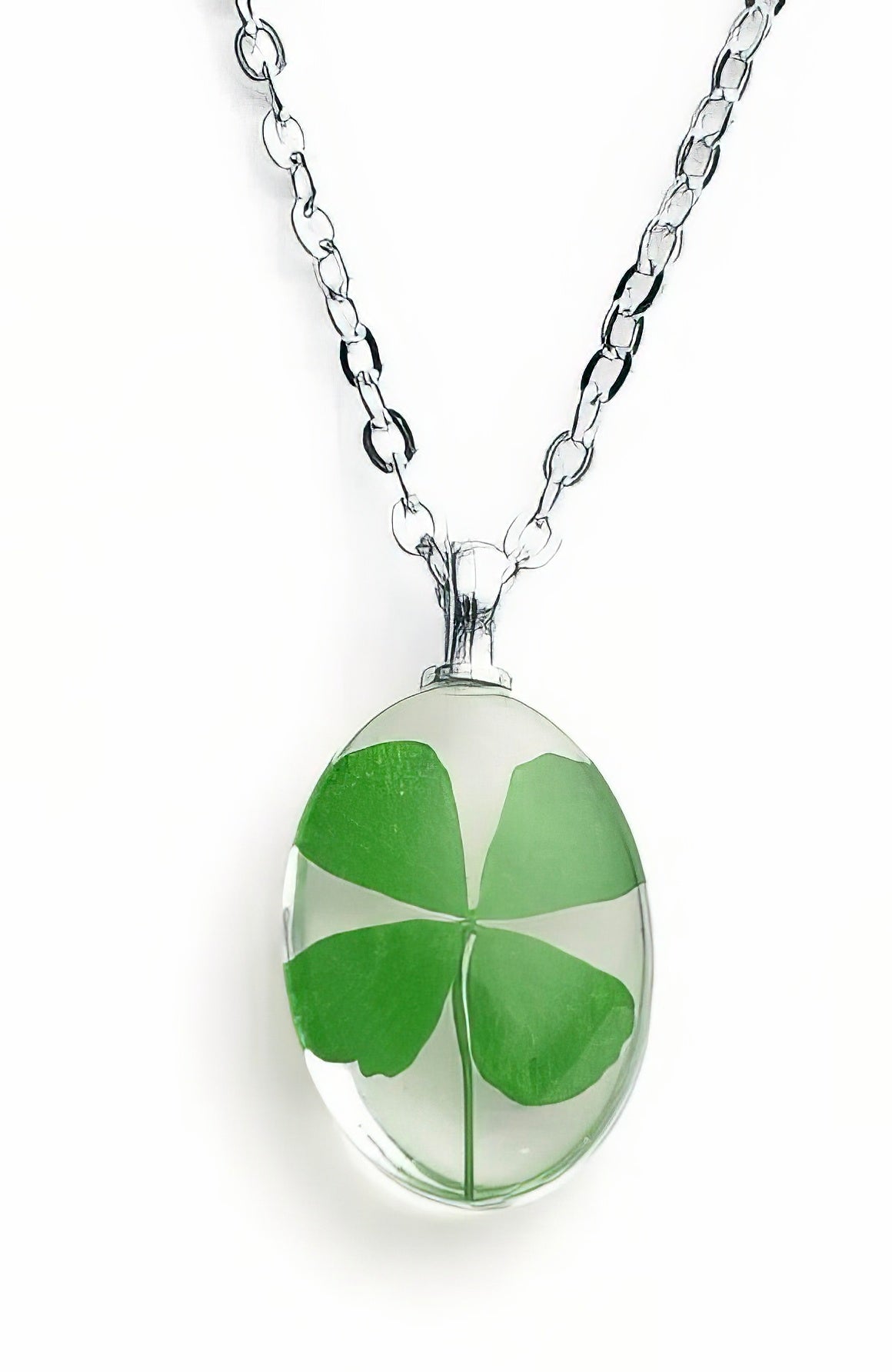 Transparent Acrylic Preserved Flower Charm Necklace in Green