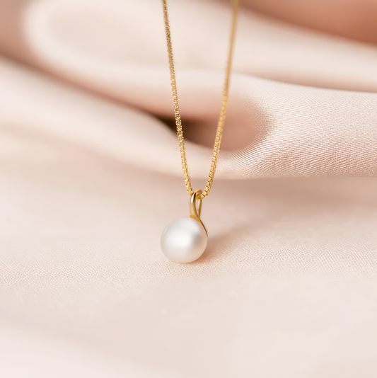 18K Gold Fresh Water Pearl Pendant Necklace