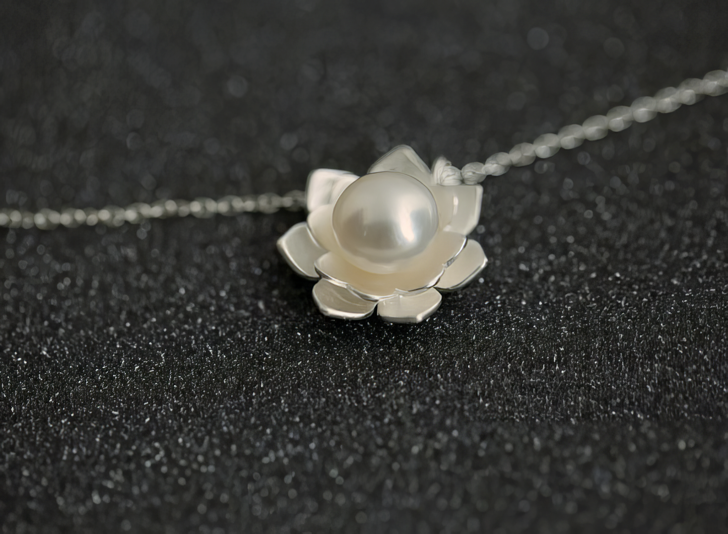 Lotus Flower Synthetic Pearl Pendant Necklace