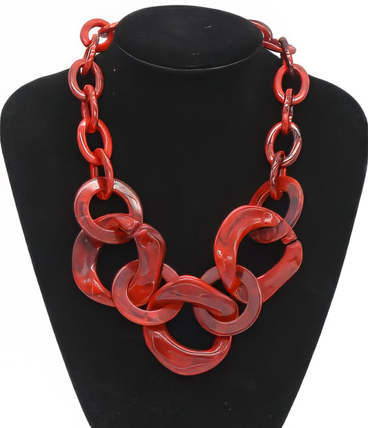 Acetic Acid Sheet Big Acrylic Loop Chain Necklace in Red