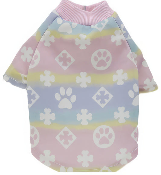 Pastel Colored Chewy Vuiton Paw Print Dog Shirt Small