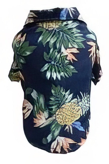 Hawaiian Style Leaf Printed Beach Pet Shirt Medium