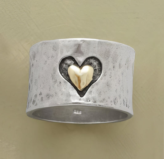 Two Tone Silver Heart Ring in Silver and Gold Size 7