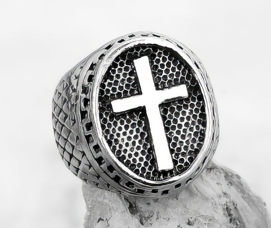Vintage Gothic Stainless Steel Cross Open End Ring in Silver