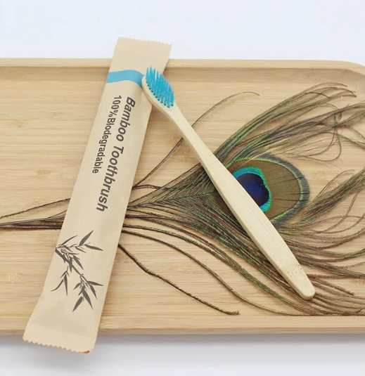 All Natural Bamboo Toothbrush in Blue
