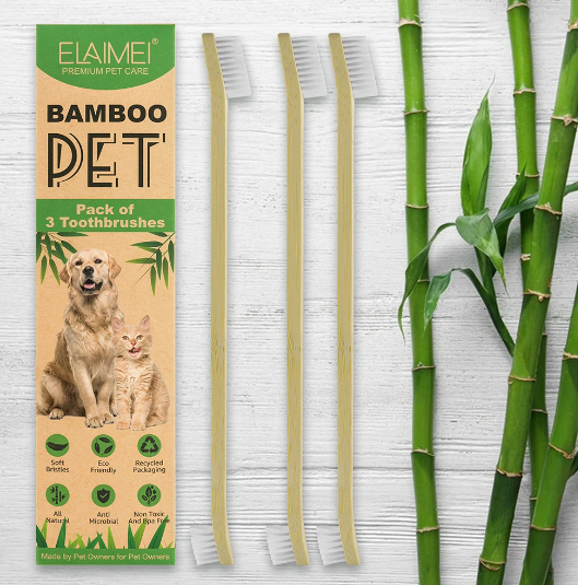 Bamboo 3 Pk. Tooth Brushes Multi Use Quality Double-Sided Soft Teeth Cleaning Brushes For Pets