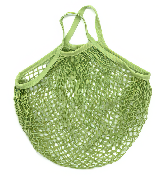 Portable Reusable Cotton Mesh Grocery Bag in Soft Lime