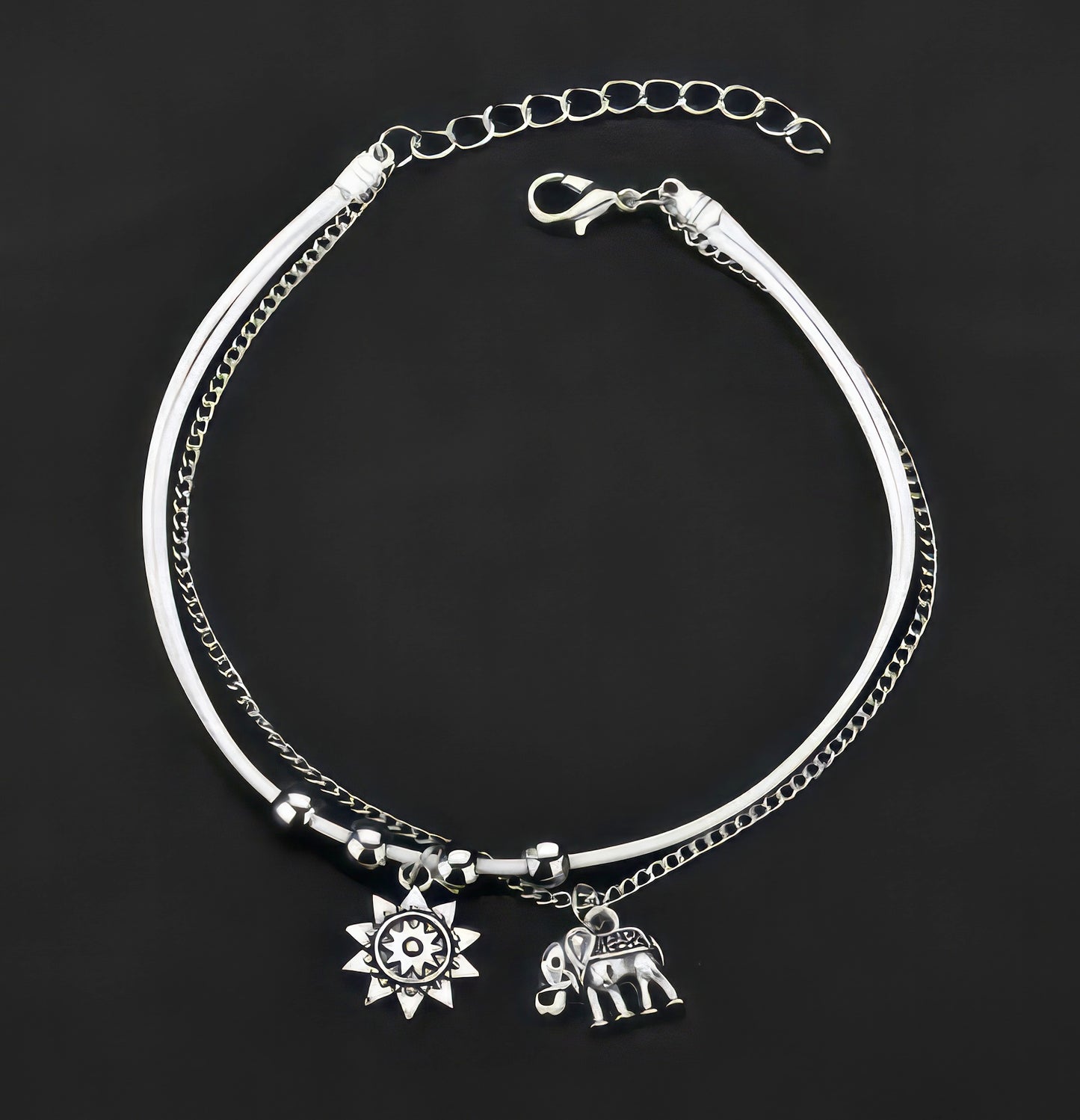 Retro Elephant Sun Pendant Anklet