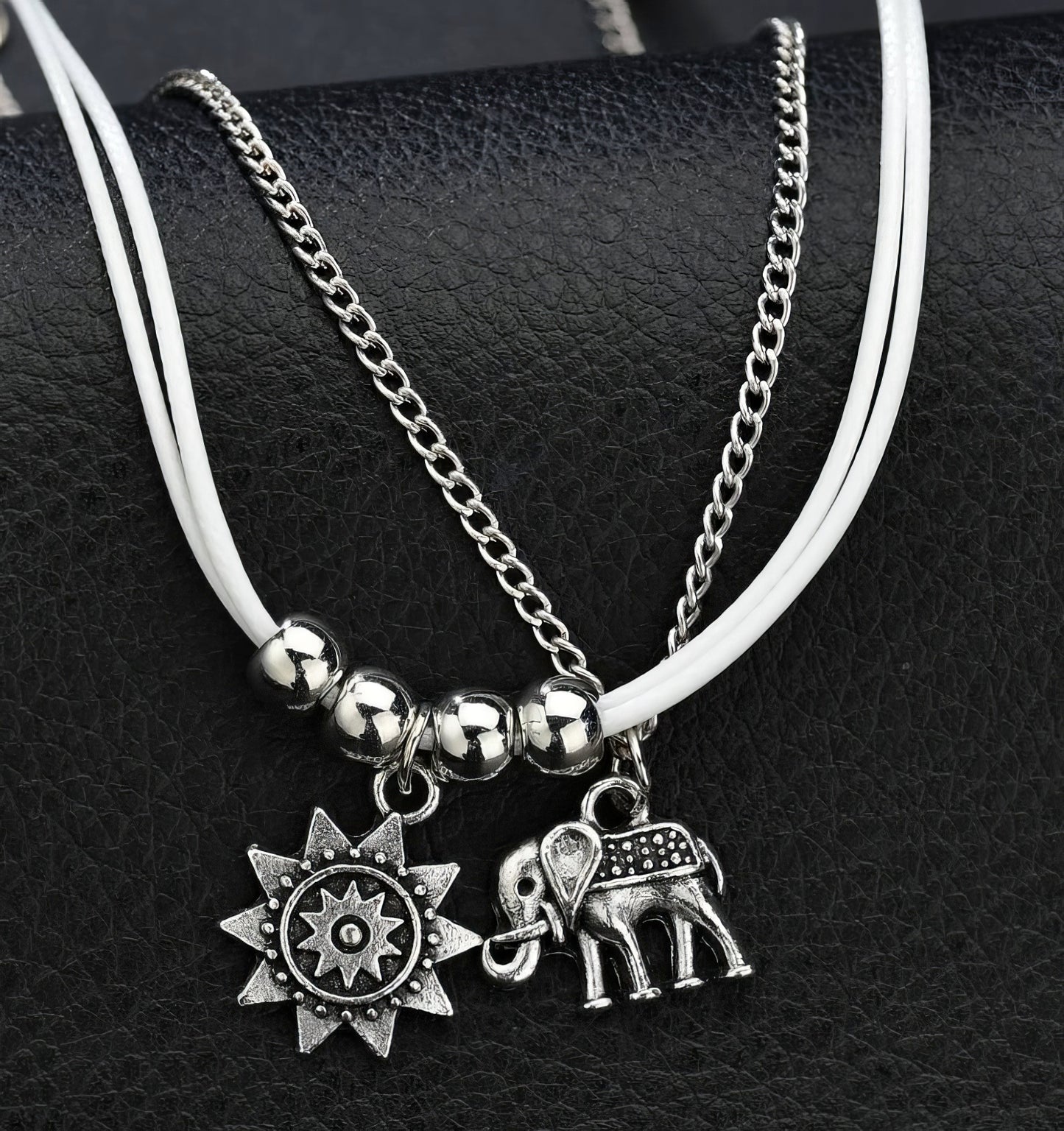 Retro Elephant Sun Pendant Anklet