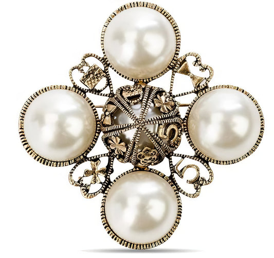 Pearl Brooch Pin in Gold