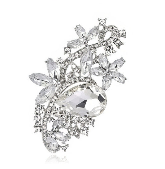 Large Crystal Diamante Rhinestone Teardrop Brooch