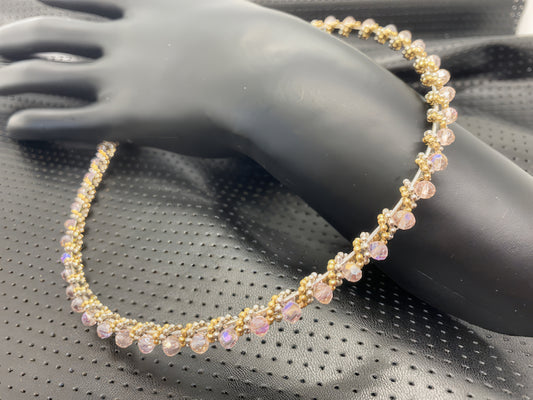 Pink Crystal Twist Beaded Headband