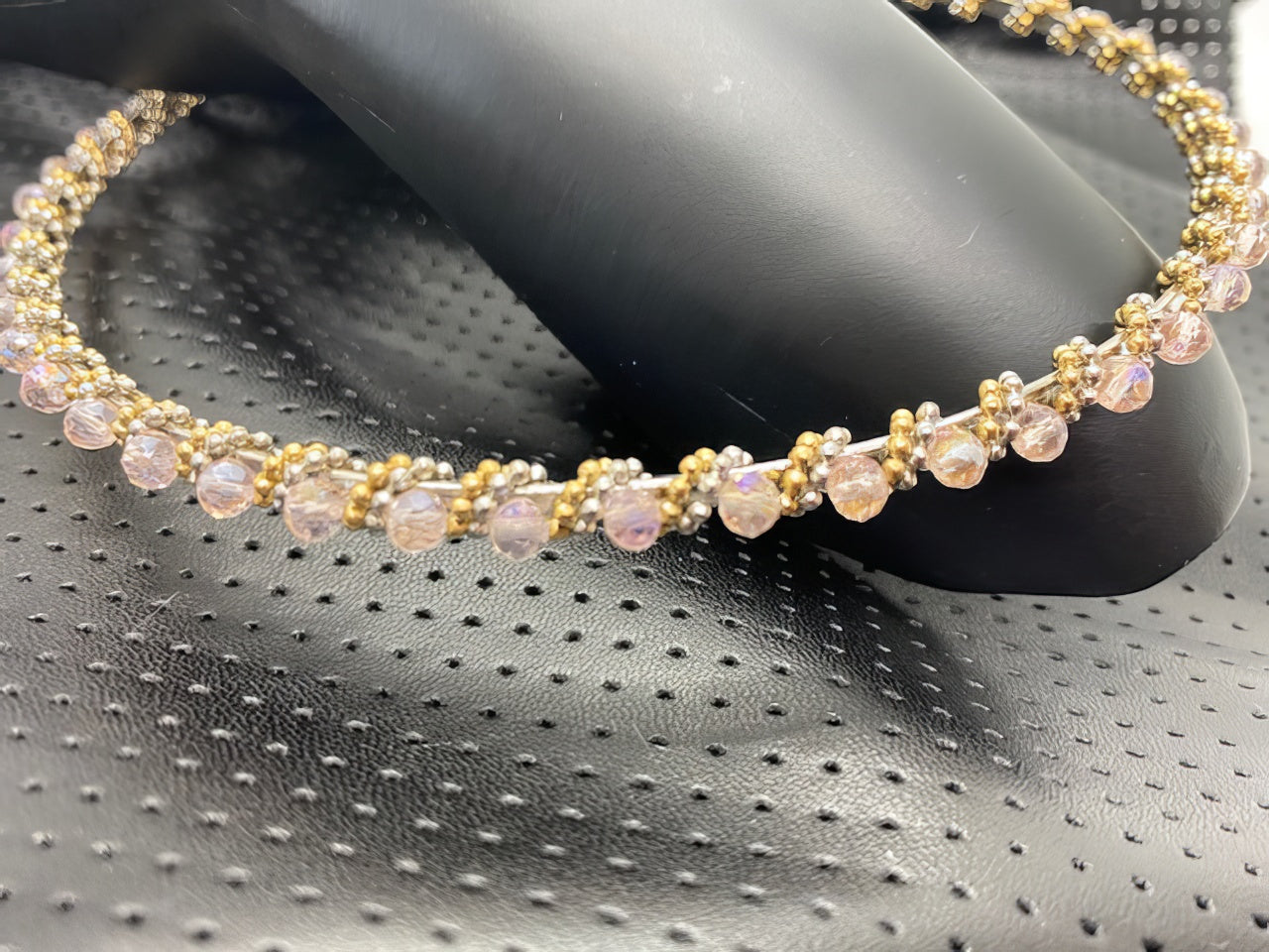 Pink Crystal Twist Beaded Headband